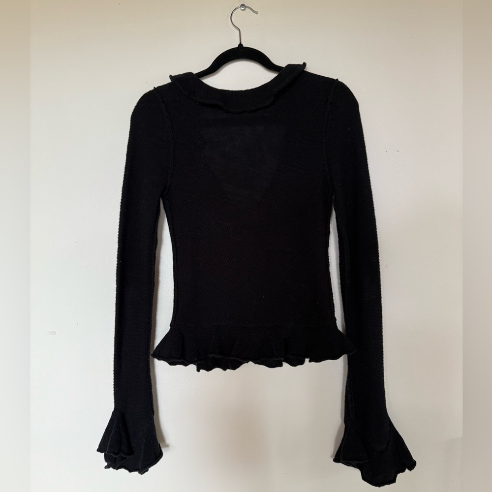 LPA Elegant Black Ruffled Women's Top